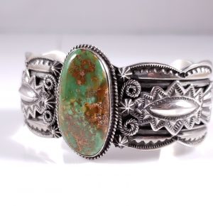 Navajo Sterling Silver Bracelet Stone Mountain Turquoise Handmade Donovan Cadman