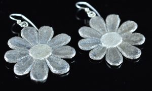Sterling Silver Flower Handmade Dangle Earrings By Tim Herrera Cochiti Pueblo