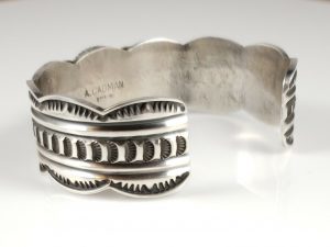 Navajo Sterling Silver Rare Gem Grade Damele Cuff Bracelet Signed Andy Cadman