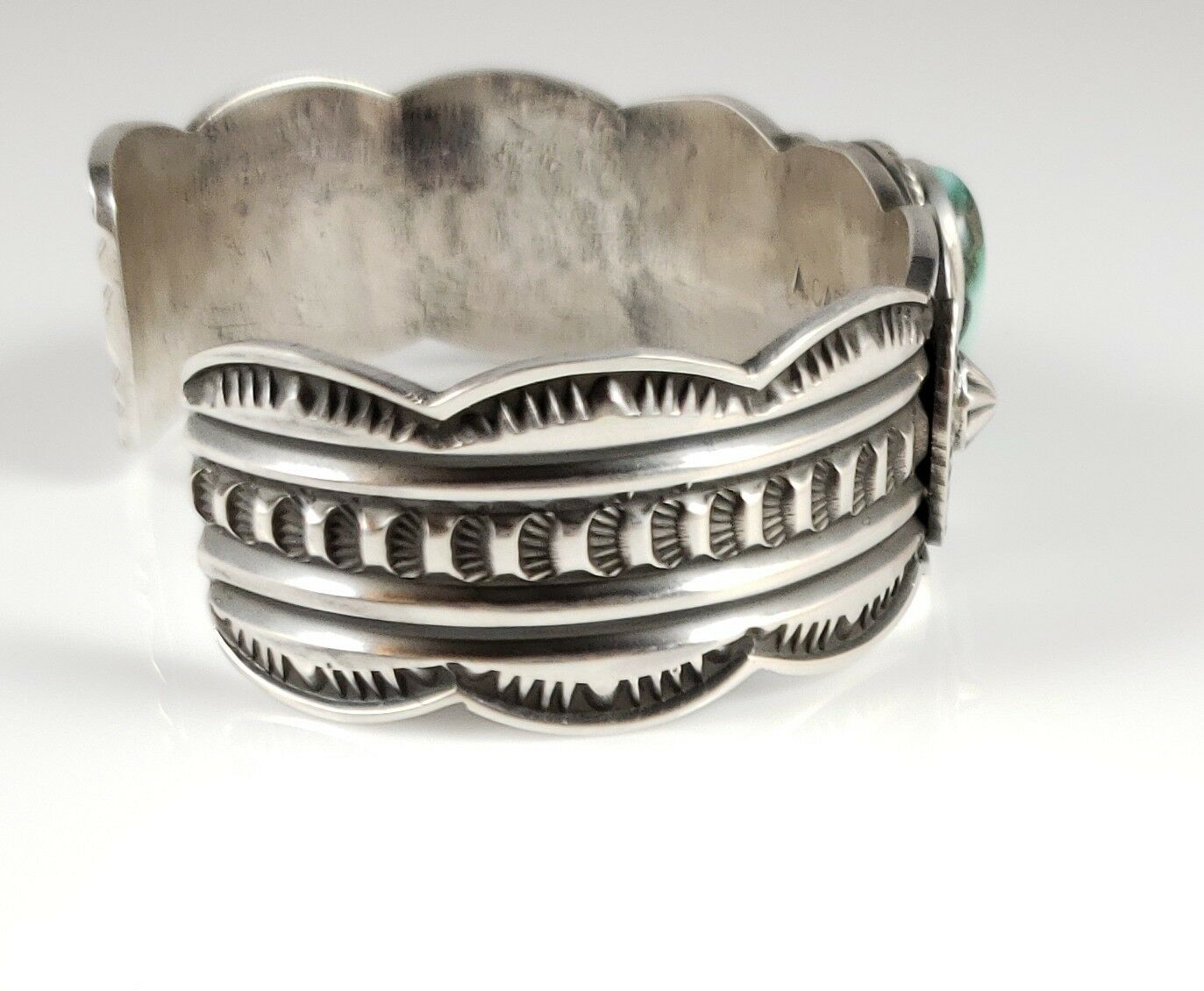 Navajo Sterling Silver Rare Gem Grade Damele Cuff Bracelet Signed Andy ...