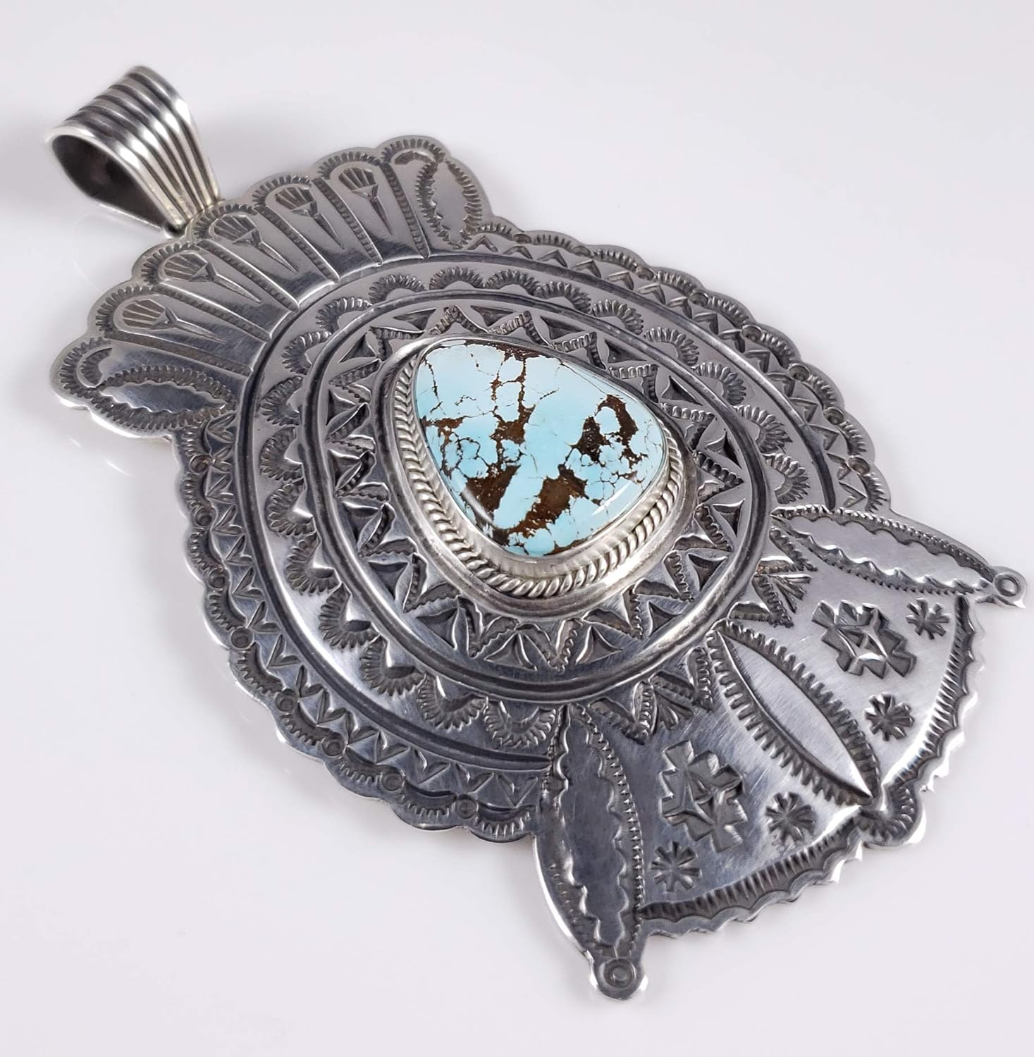 Navajo Sterling Silver Pendant Sierra Nevada Turquoise Handmade Donovan Cadman