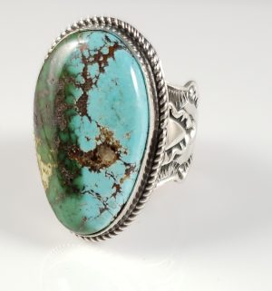 Navajo Sterling Silver Gem Grade Royston Turquoise Ring Handmade Andy Cadman