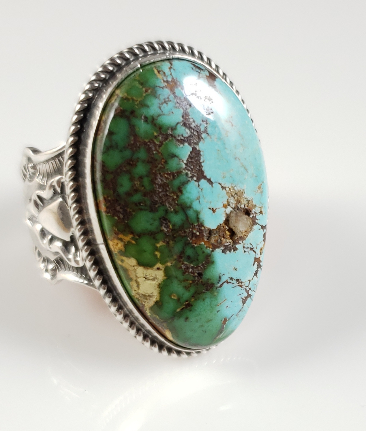 Navajo Sterling Silver Gem Grade Royston Turquoise Ring Handmade Andy ...