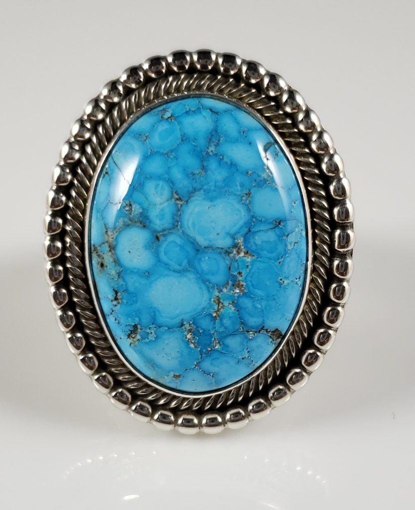 Sterling Silver Handmade Navajo Ring Gem Water Webbed Kingman Turquoise ...