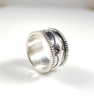 Sterling Silver Chiseled Navajo Wide Band Ingot Ring Handmade by Gabe Natan