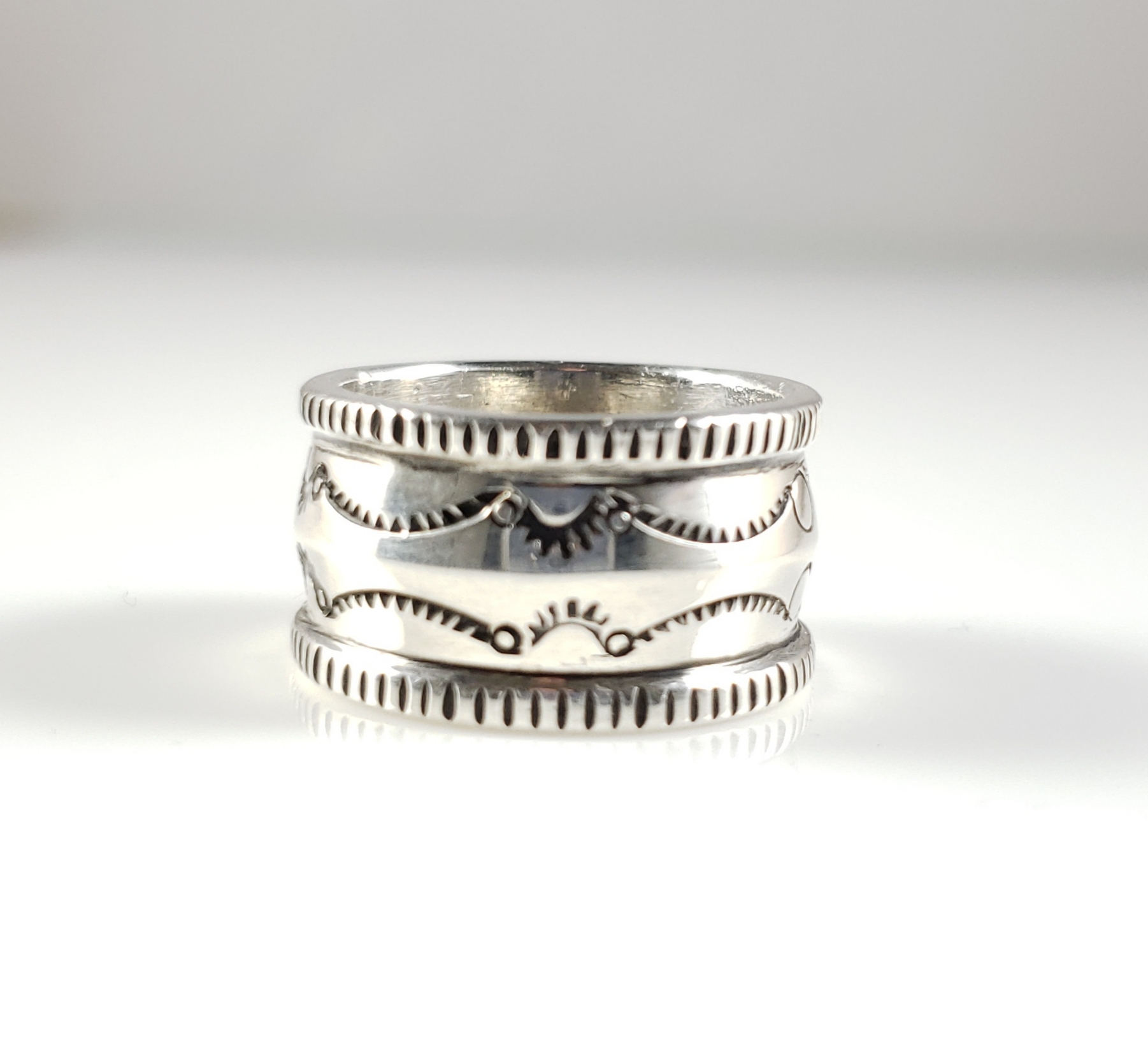 Sterling Silver Navajo Wide Band Ingot Ring Handmade Signed by Gabe Natan