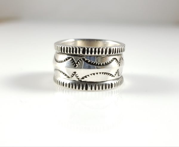 Sterling Silver Chiseled Navajo Wide Band Ingot Ring Handmade by Gabe ...