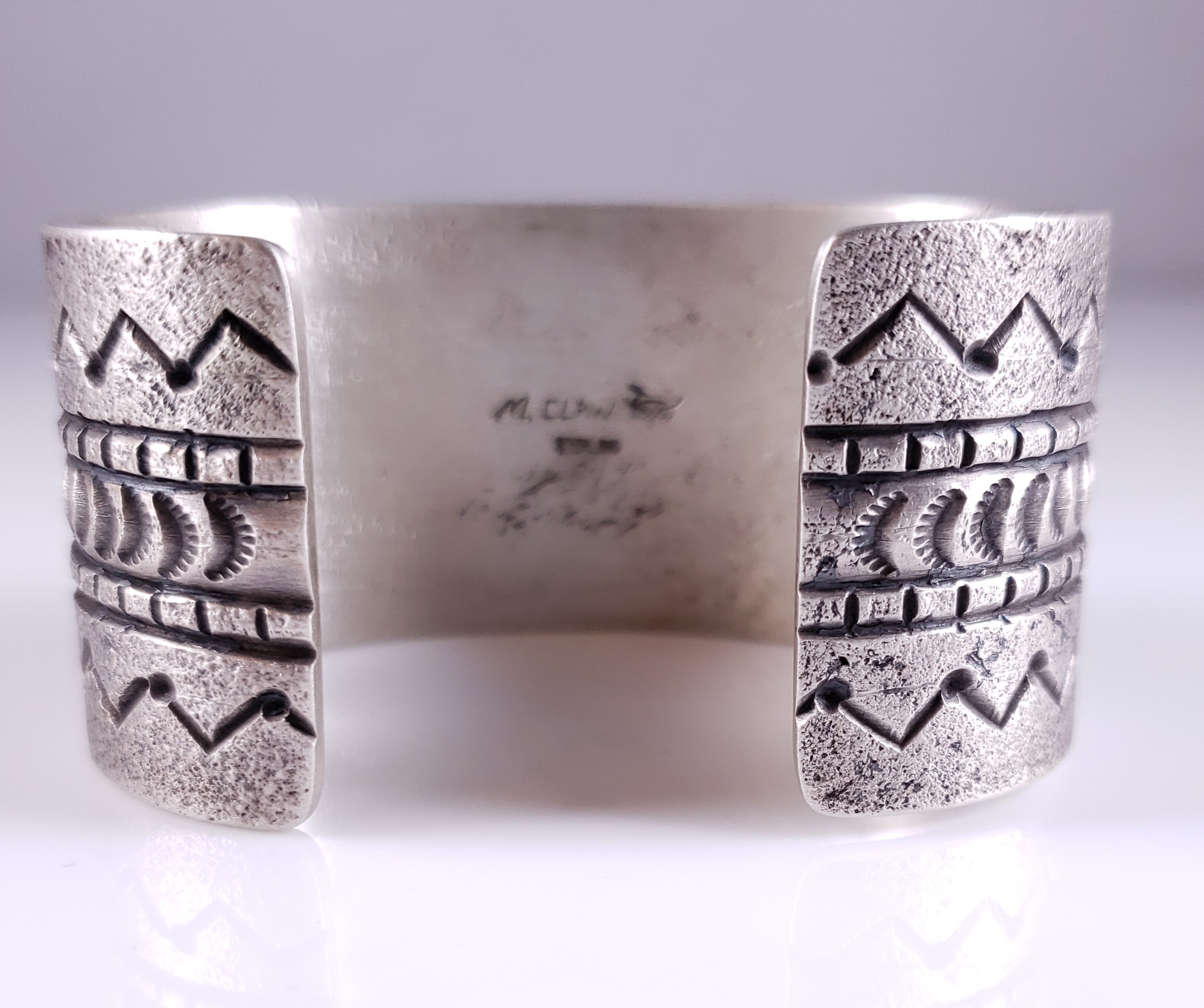 Vintage Wide Sterling Silver Cuff Bracelets Native American Indian Navajo  Jewelry