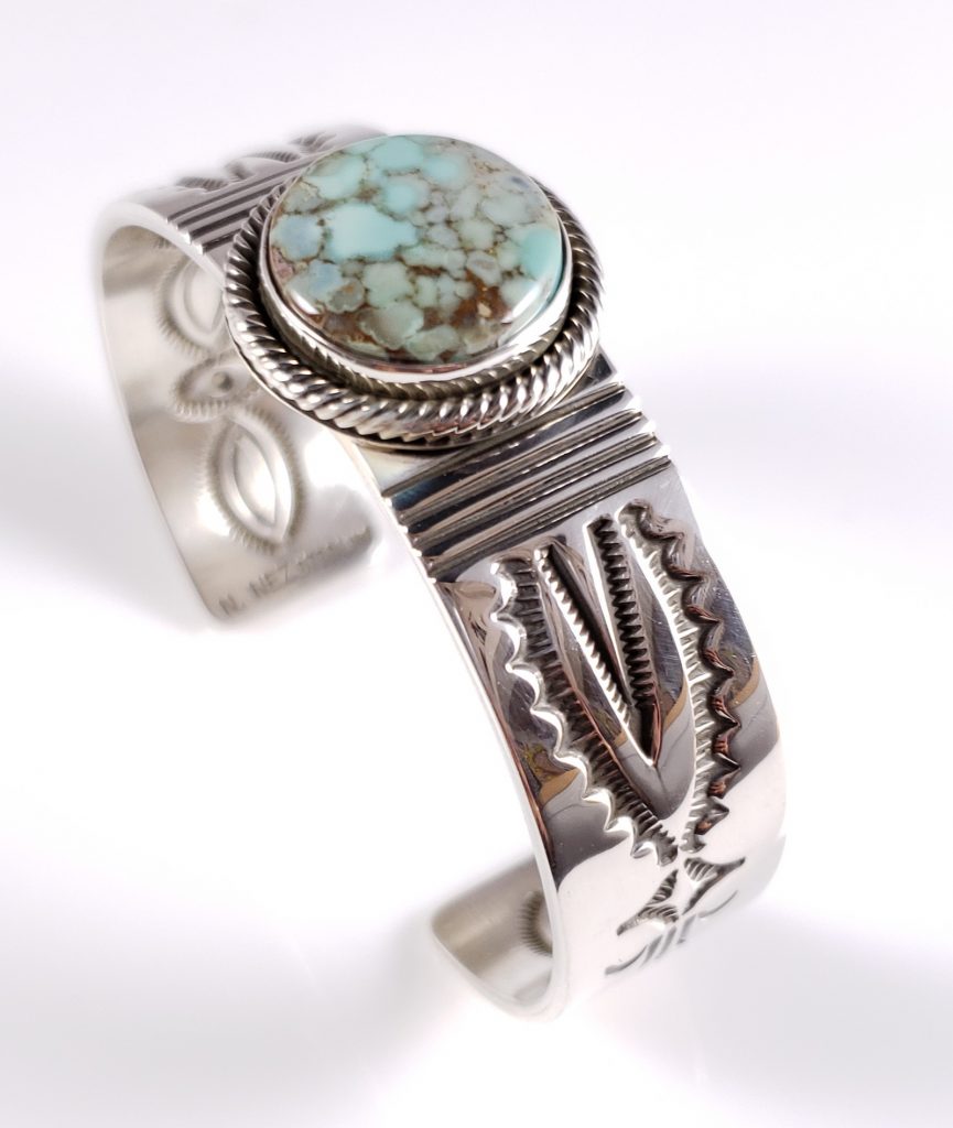 Sterling Silver Handmade Navajo Bracelet Rare Gem Red River Turquoise ...