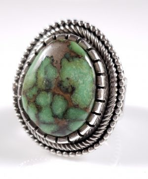 Sterling Silver Navajo Custom Ring Rare Gem Webbed Damele Handmade By Bryan Joe