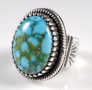 Sterling Silver Navajo Ring Rare Gem Grade Red Web Kingman Turquoise By Ned Nez