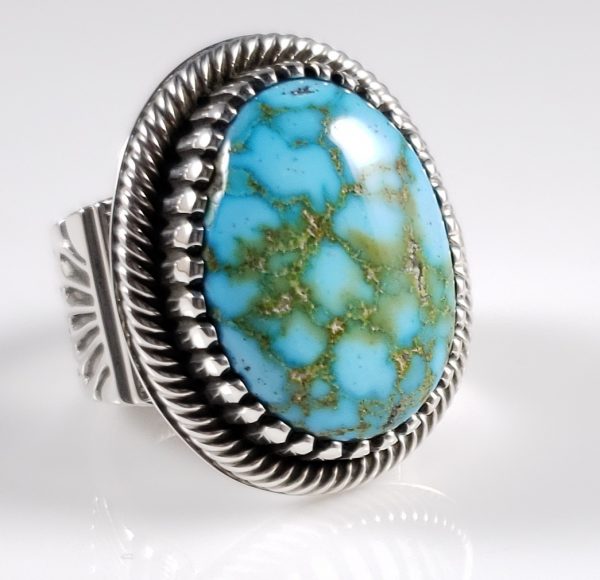 Sterling Silver Navajo Ring Rare Gem Grade Red Web Kingman Turquoise By ...