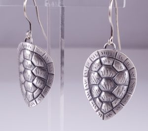 Sterling Silver Turtle Shell Navajo Earrings Dangle Style Handmade By Monty Claw