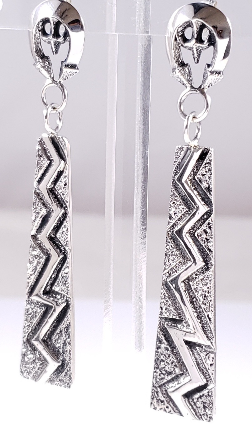 Navajo Indian Sterling Silver Cast Naja Post Earrings - Louise Joe