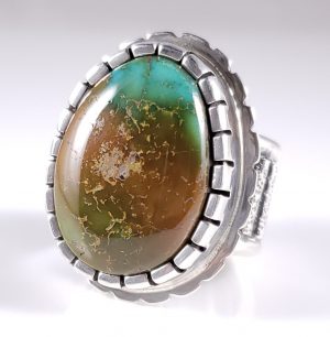 Turquoise Sterling Silver Navajo Ring Rare Multi Color Montezuma By Bryan Joe