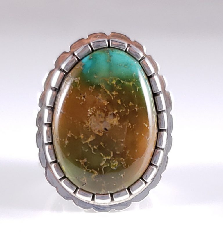 Turquoise Sterling Silver Navajo Ring Rare Multi Color Montezuma By