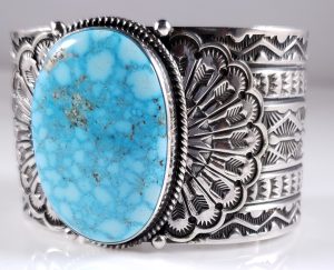 Turquoise Navajo Sterling Silver Bracelet Rare Web Kingman By Sunshine Reeves