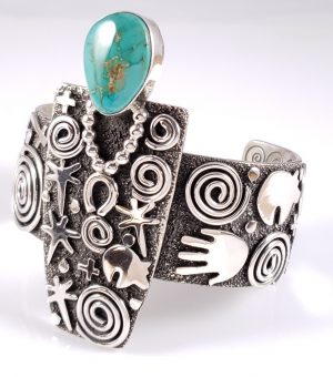 Sterling Silver Turquoise Navajo Bracelet Royston Handmade By Alex Sanchez