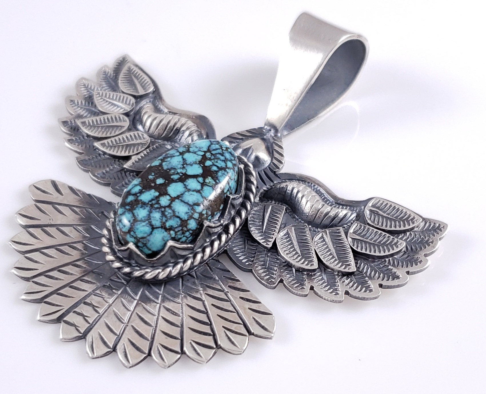 Navajo Eagle Pendant Sterling Silver Hubei Turquoise Handmade By ...