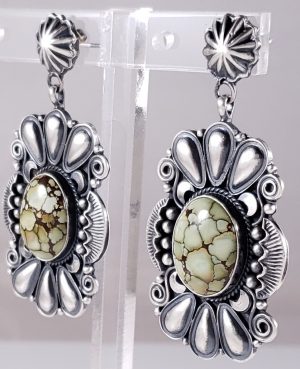 Sterling Silver Navajo Turquoise Earrings Web Hubei Handmade By Derrick Gordon