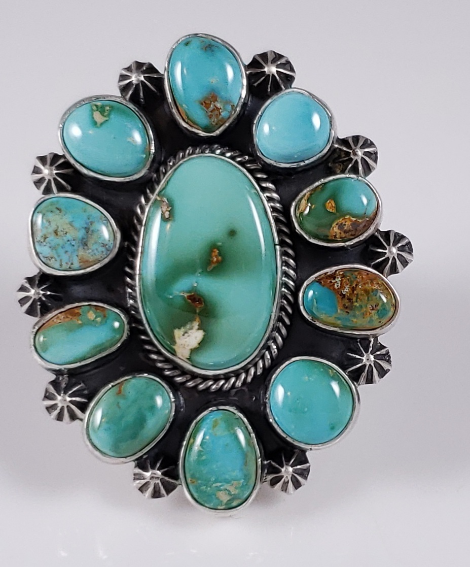 raid Ingeniører Blive Turquoise Navajo Sterling Silver Ring Royston Cluster Handmade By Donovan  Cadman – Blue Gem Silver