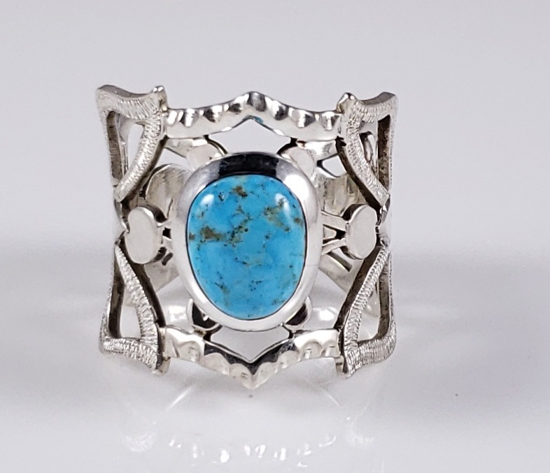 Hopi Sterling Silver Butterfly Ring Rare Kingman Turquoise By Emmett ...