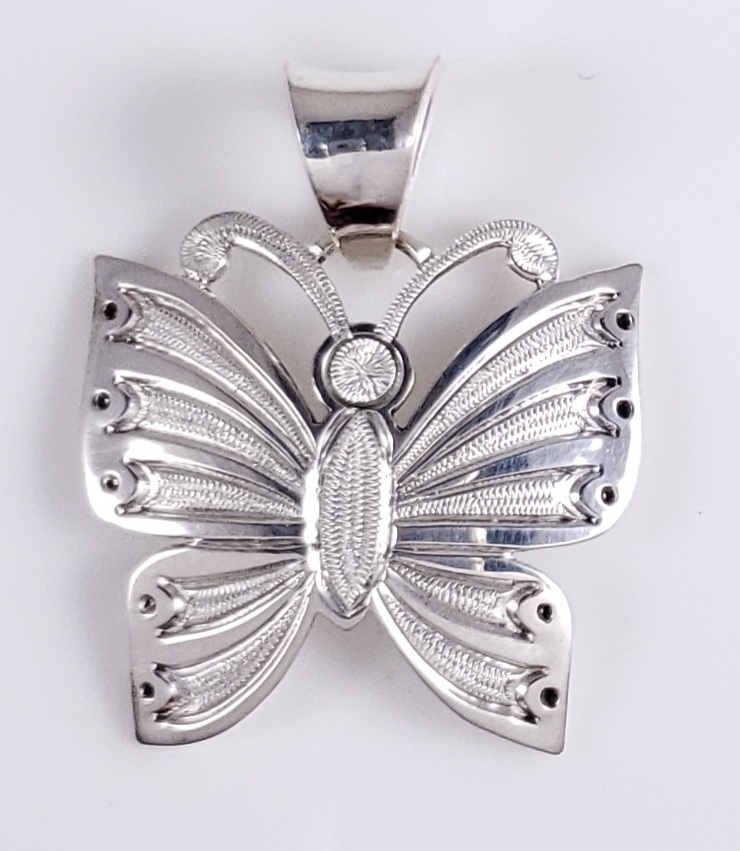 Hopi Sterling Silver Butterfly Pendant Handmade Design By Emmett ...