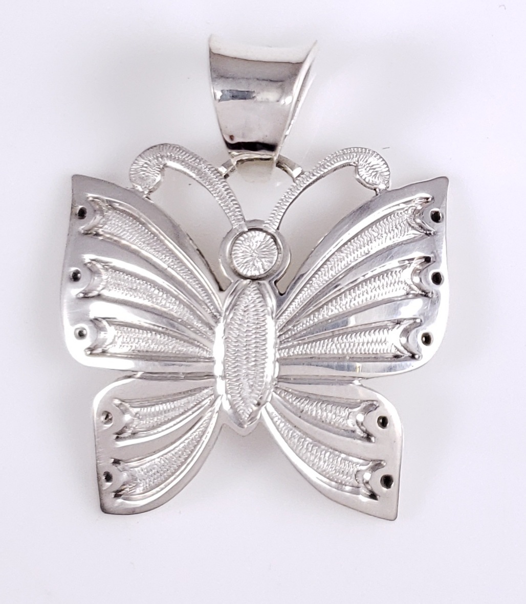 Fine silver Silver Butterfly Pendant Handmade Sterling silver