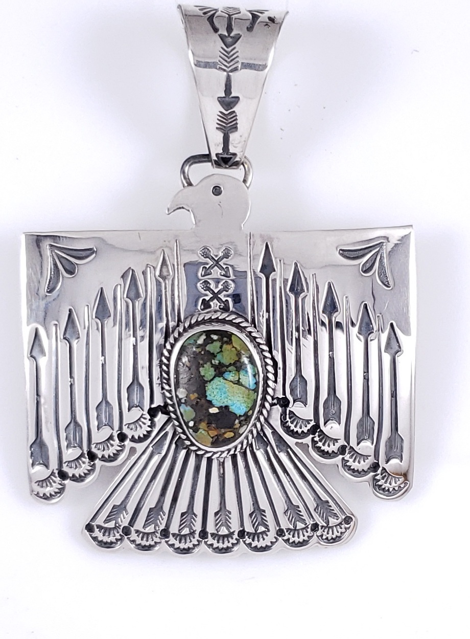 Sunshine Reeves Navajo Sterling Thunderbird Pendant Desert Springs Turquoise