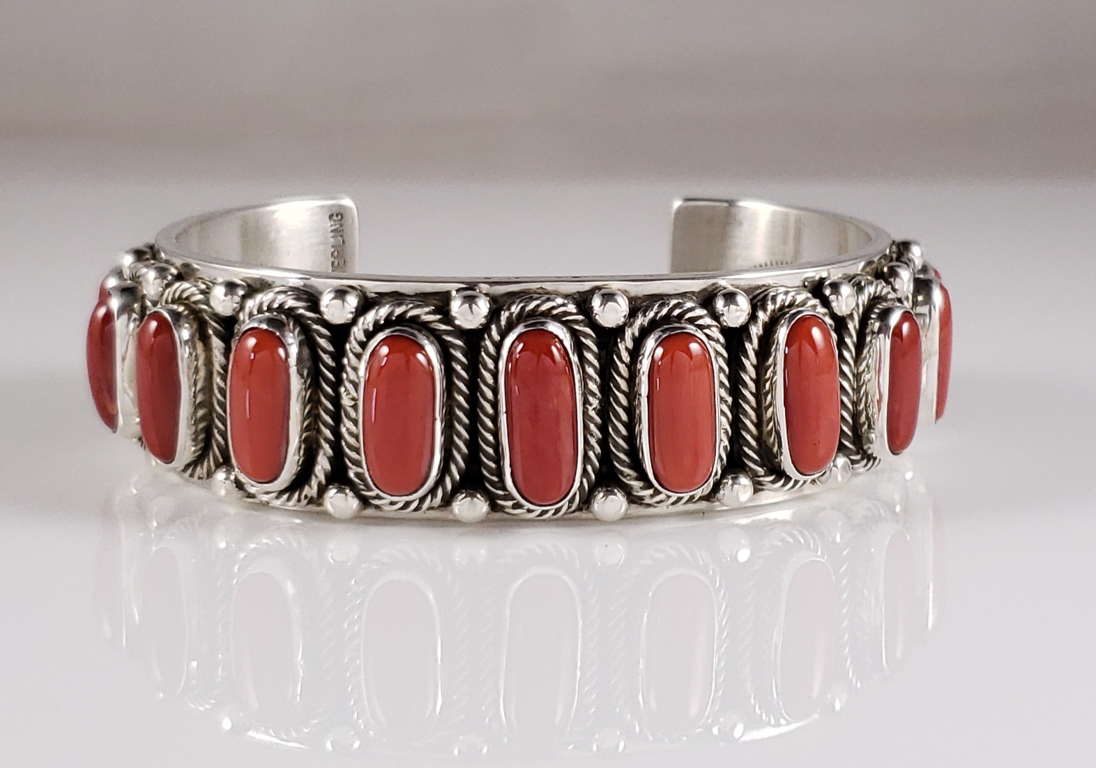 German silver bracelet with coral stone – Amitha Fashions