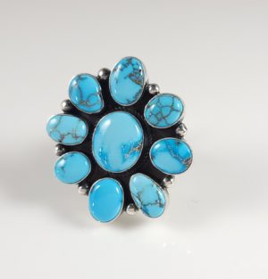 Donovan Cadman Navajo Sterling Silver Ring Rare Egyptian Turquoise Cluster