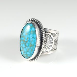 Sunshine Reeves Sterling Silver Navajo Ring Handmade Rare Kingman Turquoise