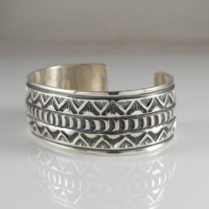 Andy Cadman Classic Sterling Silver Design Navajo Handmade Cuff Bracelet