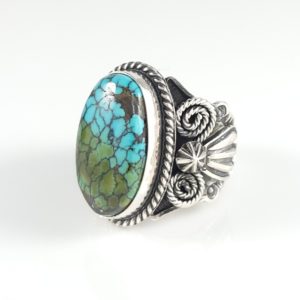 Andy Cadman Navajo Sterling Silver Handmade Ring Rare Cloud Mountain Turquoise