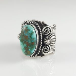 Andy Cadman Navajo Sterling Silver Handmade Ring Rare High Grade Fox Turquoise
