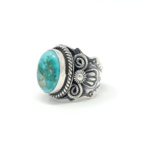 Andy Cadman Navajo Sterling Silver Ring Rare Grade Fox Turquoise Handmade