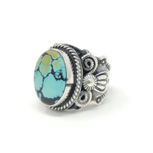 Andy Cadman Navajo Sterling Silver Ring Rare Gem Grade Hubei Turquoise Handmade