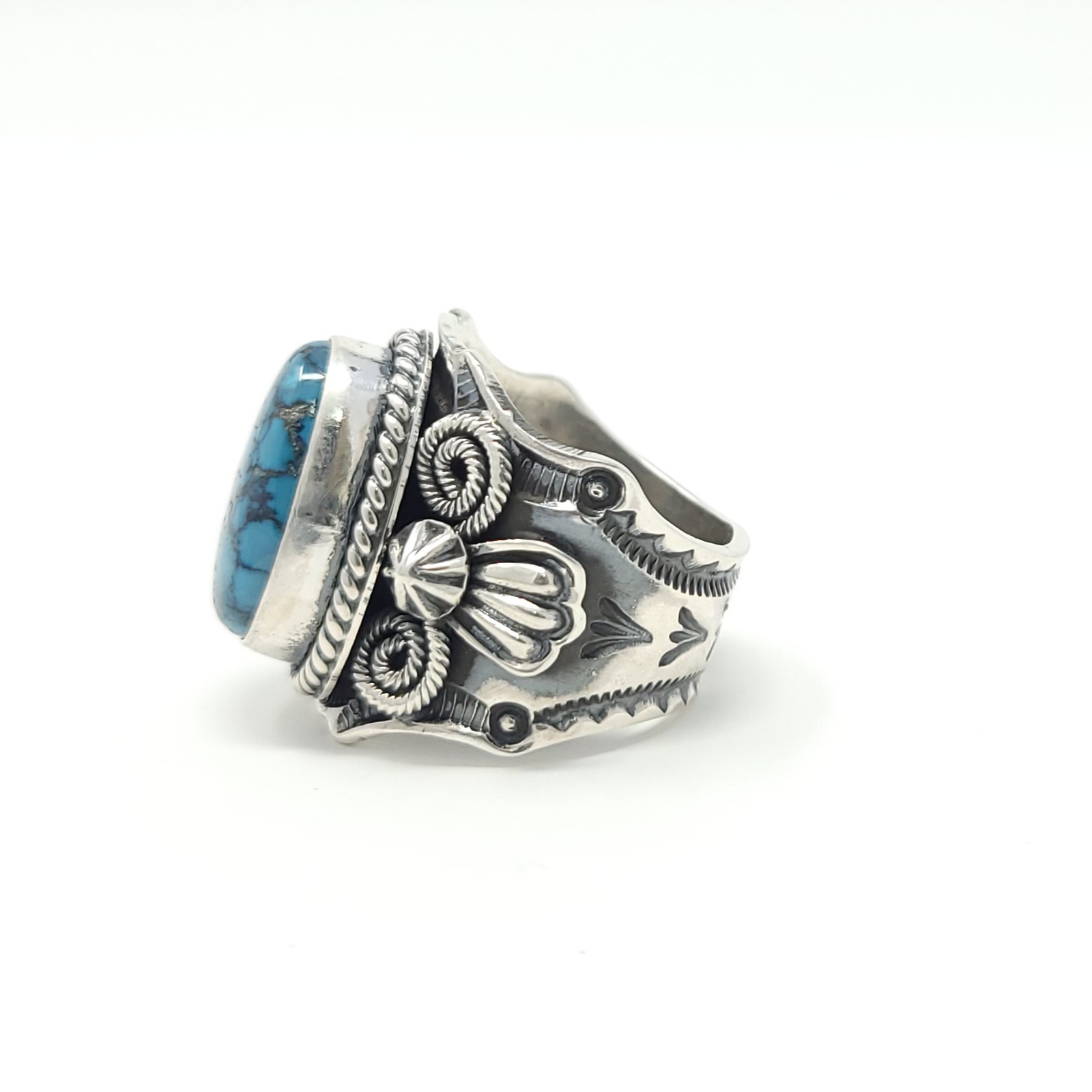 Andy Cadman Navajo Sterling Silver Ring Gem Grade Cloud Mountain Rare  Turquoise