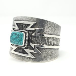 Kevin Yazzie Navajo Sterling Silver Handmade Bracelet Gem Grade Hubei Turquoise