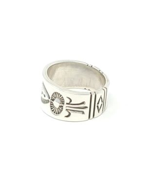 Ned Nez Sterling Silver Navajo Band Ring Wide Stamped Classic Handmade Size 11