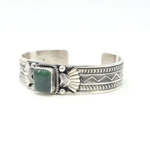 Delayne Reeves Navajo Sterling Silver Cuff Bracelet Green Australian Variscite