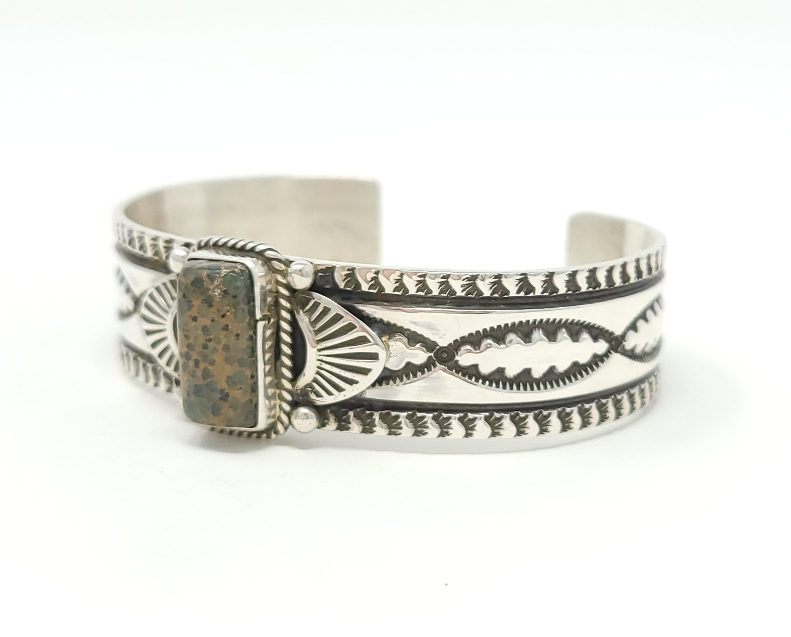 Donovan Cadman Navajo Sterling Silver Handmade Stacker Bracelet Damele Variscite