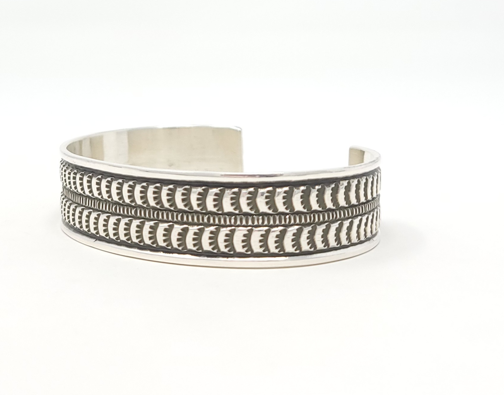 Adrian Reeves Long Navajo Stacker Style Cuff Bracelet Sterling Silver Handmade