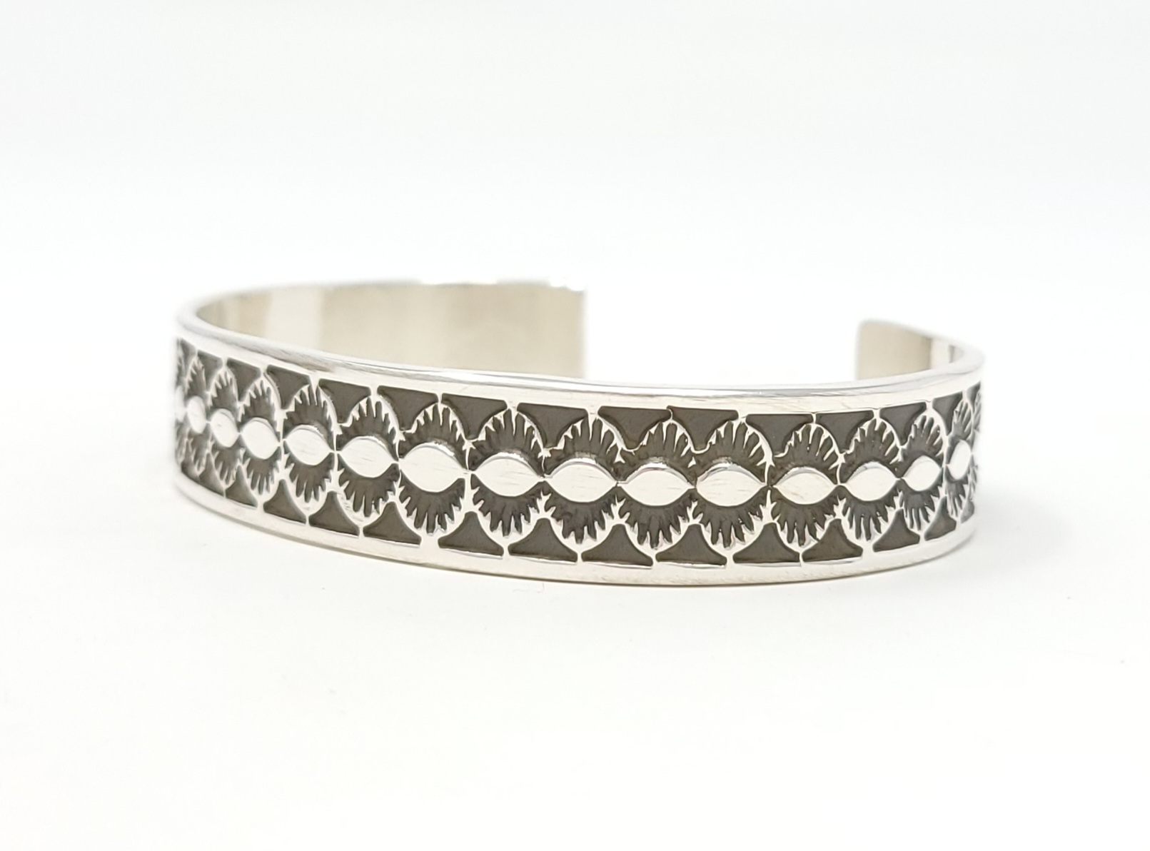 Adrian Reeves Long Navajo Stacker Handmade Sterling Silver Cuff Bracelet