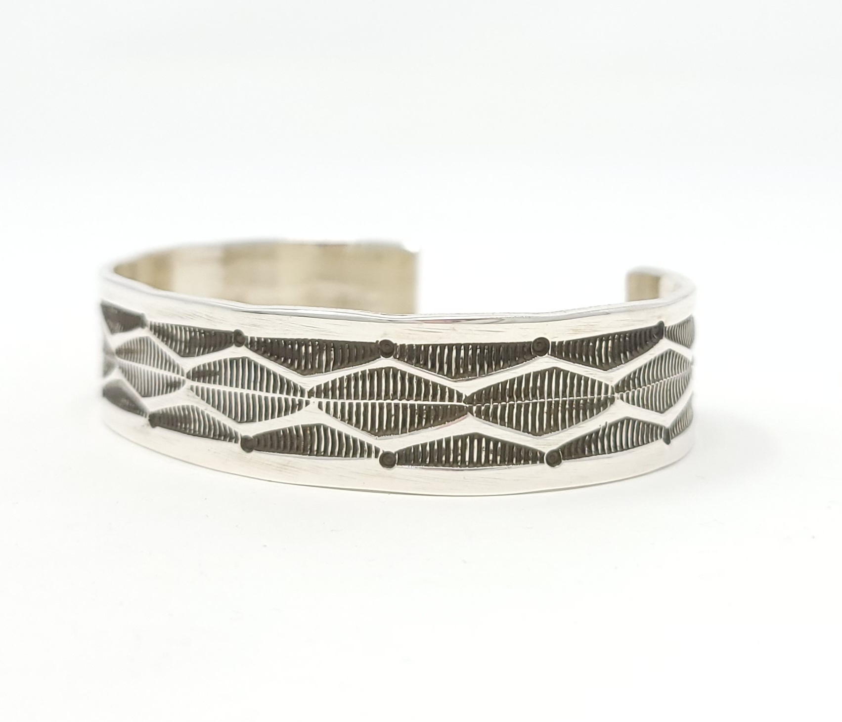 Adrian Reeves Long Navajo Stacker Style Handmade Sterling Silver Bracelet