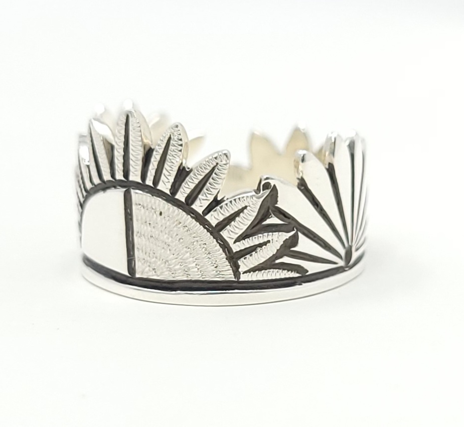 Emmett Navakuku Hopi Style Sterling Silver Ring Handmade Sun Design