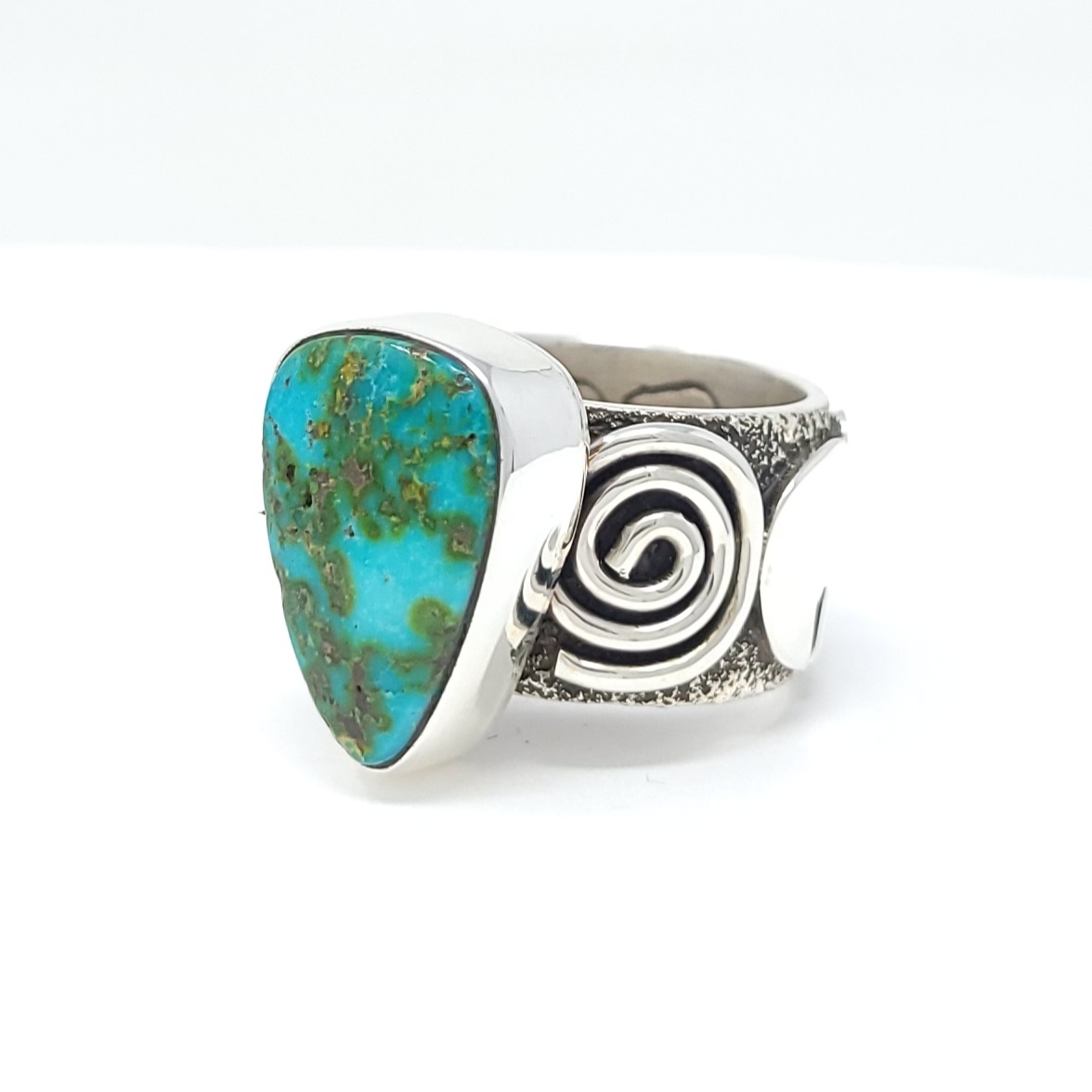 Alex Sanchez Navajo Sterling Silver Handmade Classic Ring Sonoran Gold Turquoise