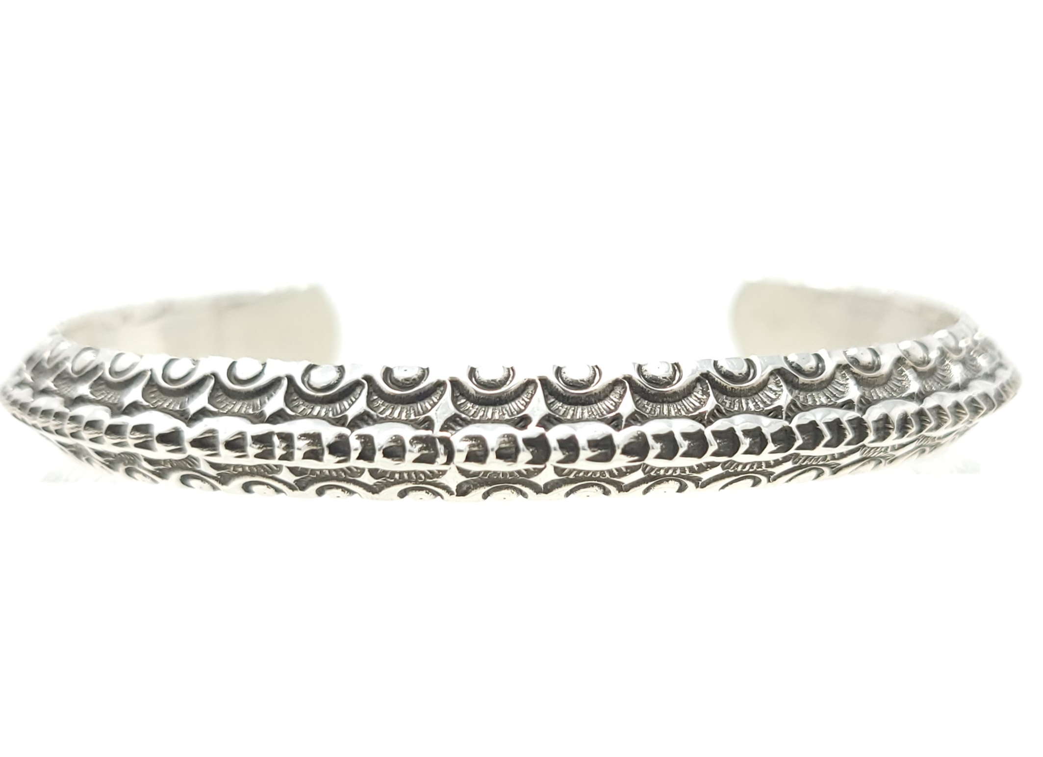 Adrian Reeves Long Navajo Sterling Silver Handmade Triangle Cuff Bracelet
