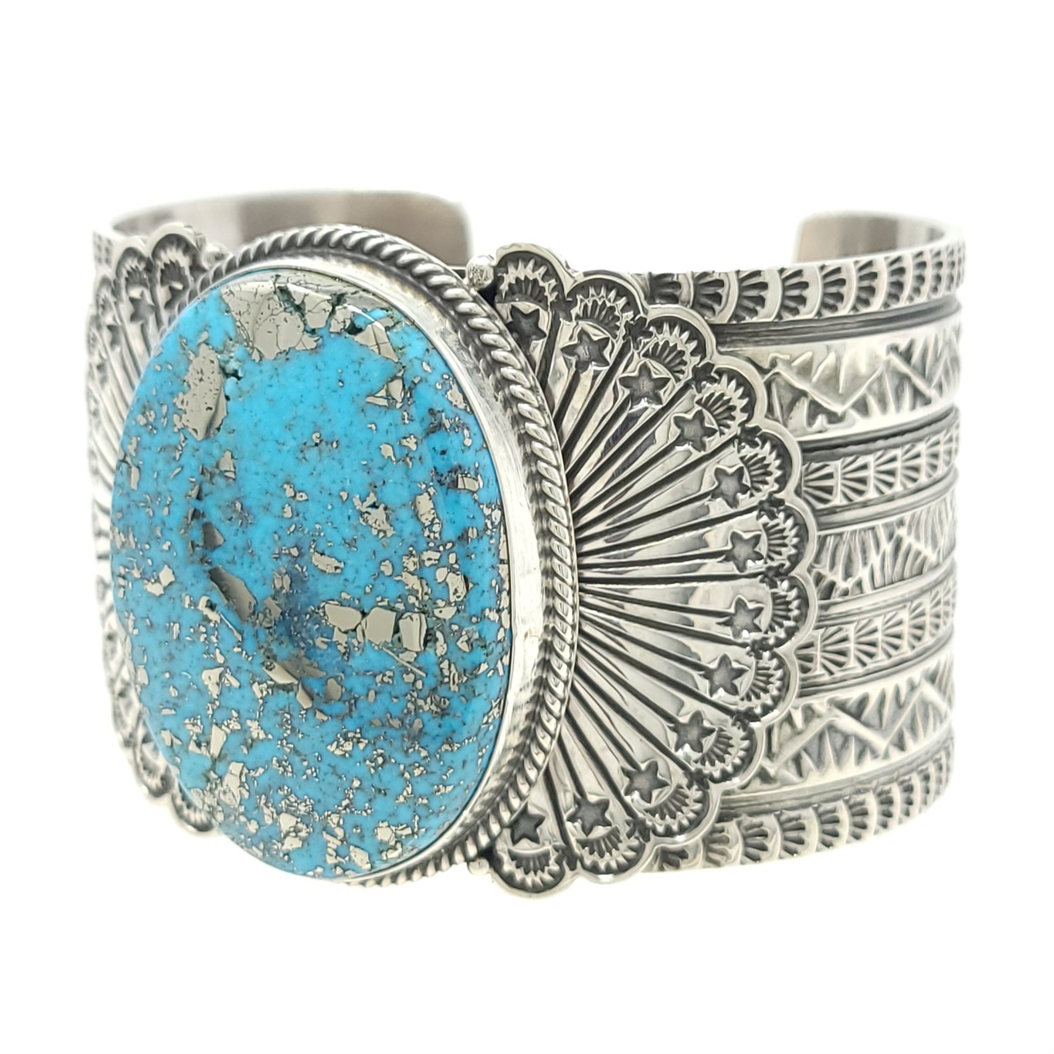 Sunshine Reeves Sterling Silver Navajo Handmade Cuff Bracelet Persian Turquoise
