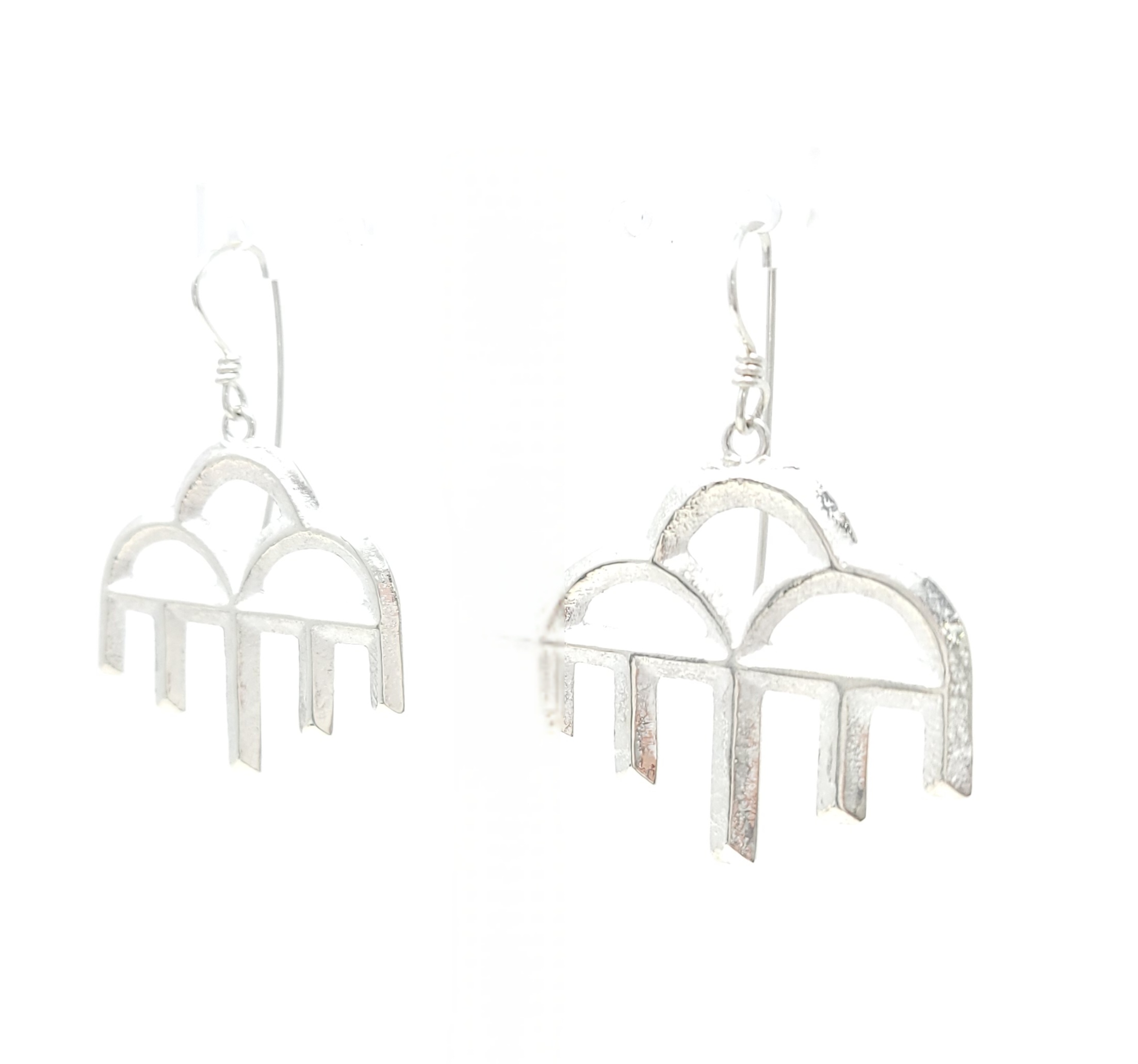 Tim Herrera Cochiti Pueblo Sterling Silver Handmade Rain Cloud Dangle Earrings
